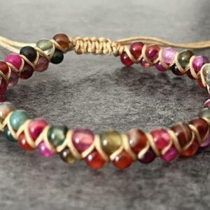 Bracelet perles petites pierres modèle double